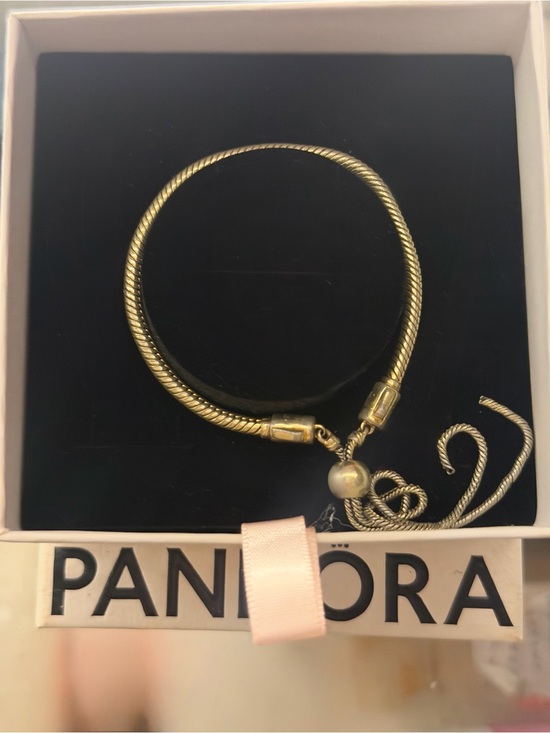Pandora Jewelry - Pandora Gold-Tone Snake Chain Bracelet with Pearl Accent